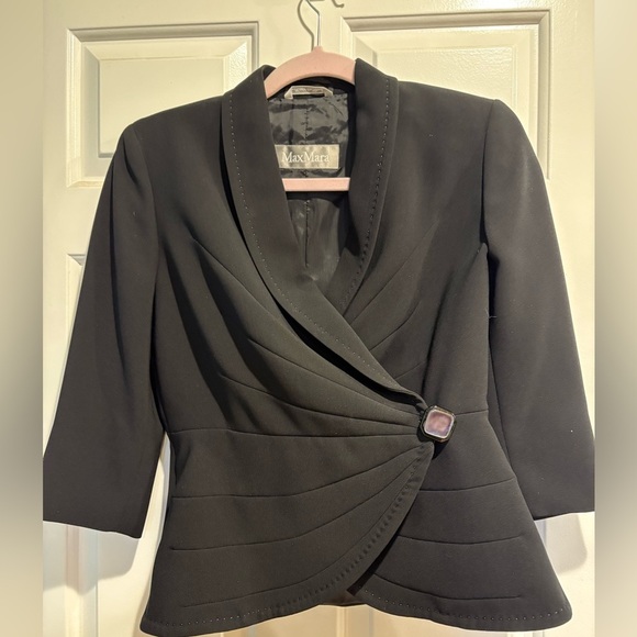 Max Mara made in Italy  jacket blazer black 3/4 sleeve lined sz 2 - Picture 1 of 6